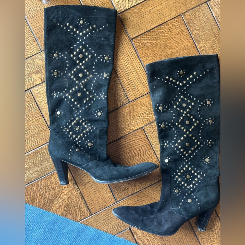Suede studded boots 3" heel size 11 women's - Picture 1 of 6